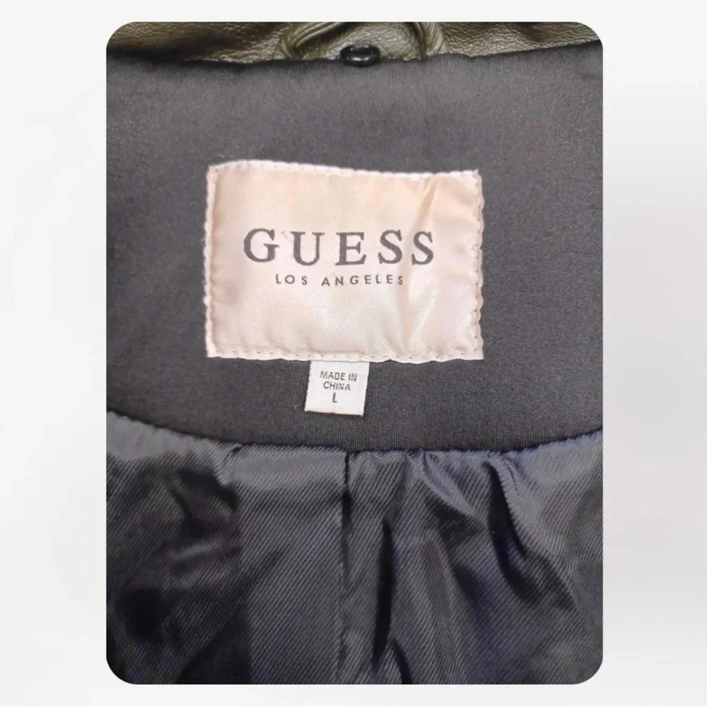 Guess Moto Faux Leather Jacket Size Large - Picture 10 of 11